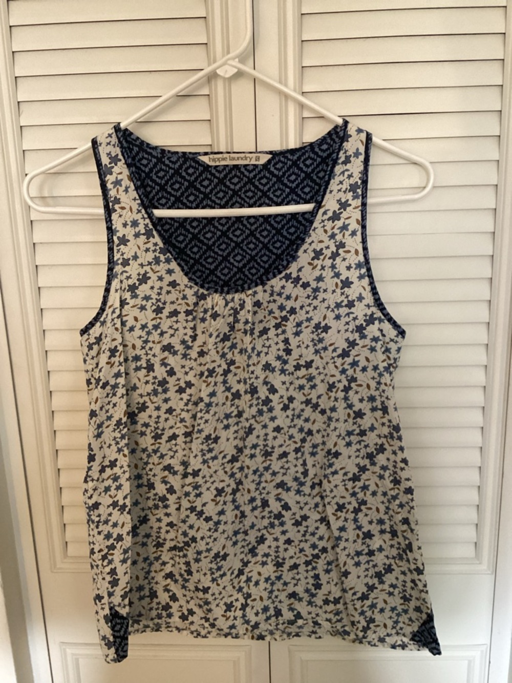 hippie laundry Cream and Navy Floral Layered-Look Tank